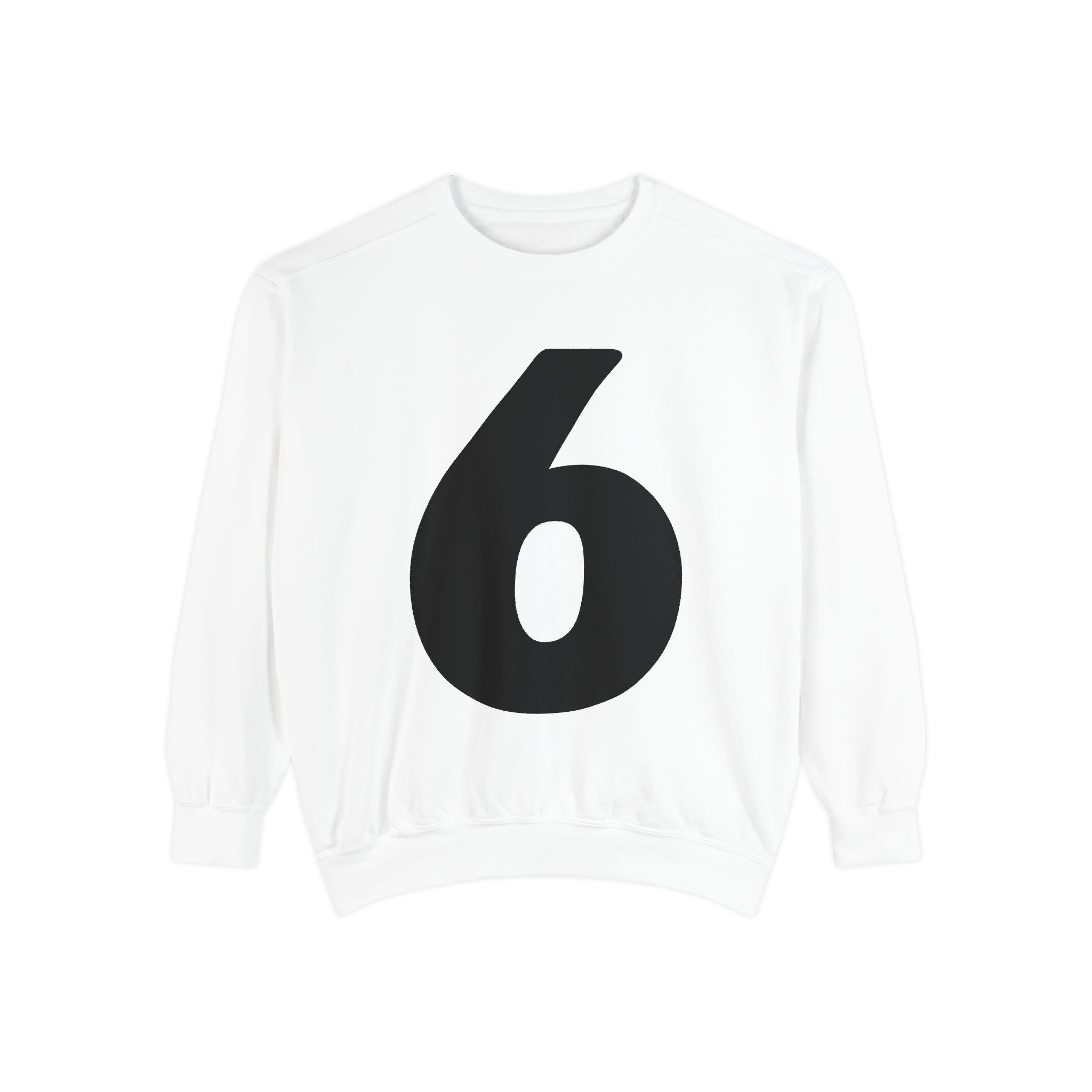 Number "6" Sweatshirt - White, Lagoon Blue